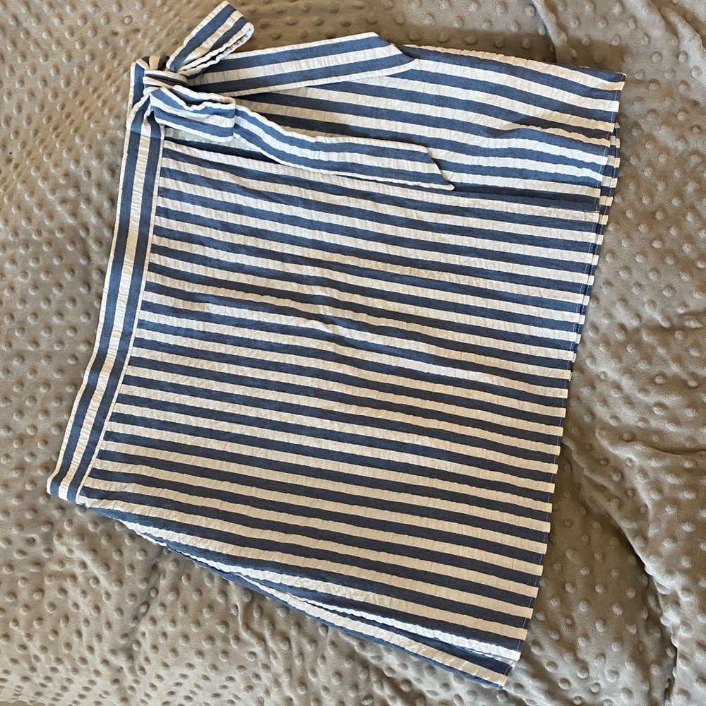 Seersucker faux wrap mini skirt